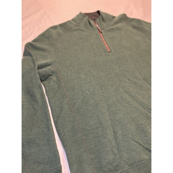 Tommy Bahama Flipshore 1/4 Zip Reversible Sweatshirt Green & Gray Mens Large - Picture 3 of 11